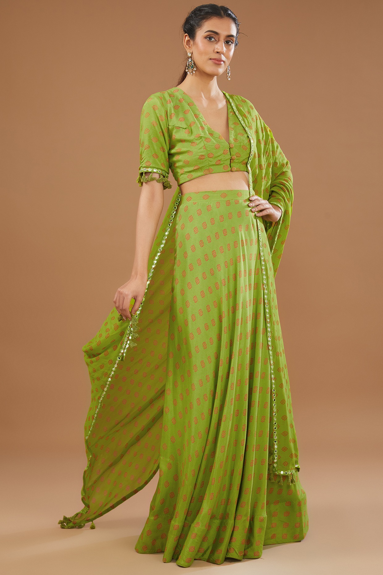 Buy Natkhat Apparels Girls Rajasthani, Jaipuri, Lehenga Choli, chaniya  choli, with dupatta, Aari work, mirror work, hand work, beads & sitara  work, heavy Cotton (6-12 Months, Green) at Amazon.in