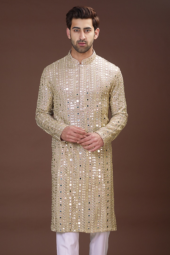Copper Georgette Embroidered Kurta by Kasbah Clothing at Pernia's Pop Up Shop