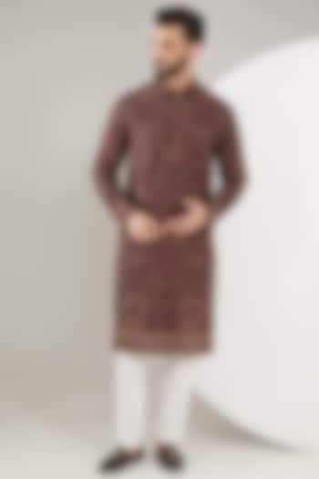 Multi-Colored Georgette Kashmiri Embroidered Kurta by Kasbah Clothing