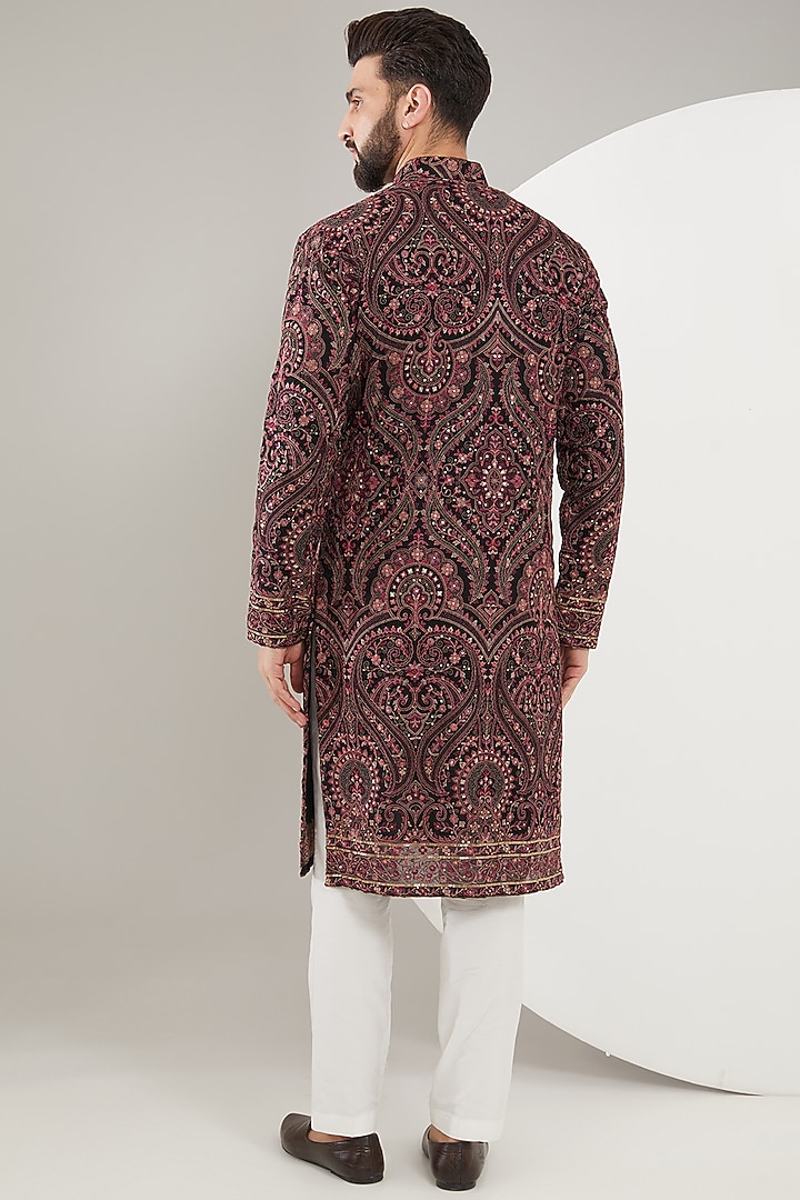 Multi-Colored Georgette Thread Embroidered Kurta by Kasbah Clothing at Pernia's Pop Up Shop