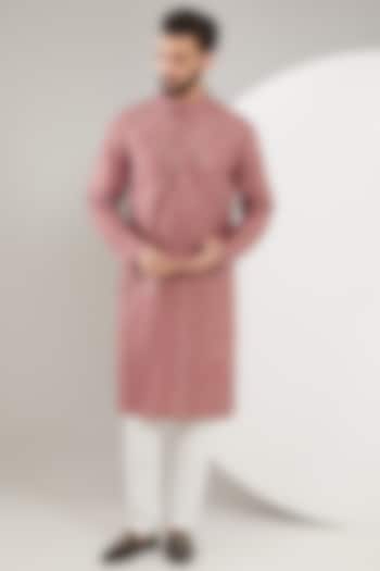 Rust Pink Silk Thread Work Kurta by Kasbah Clothing at Pernia's Pop Up Shop