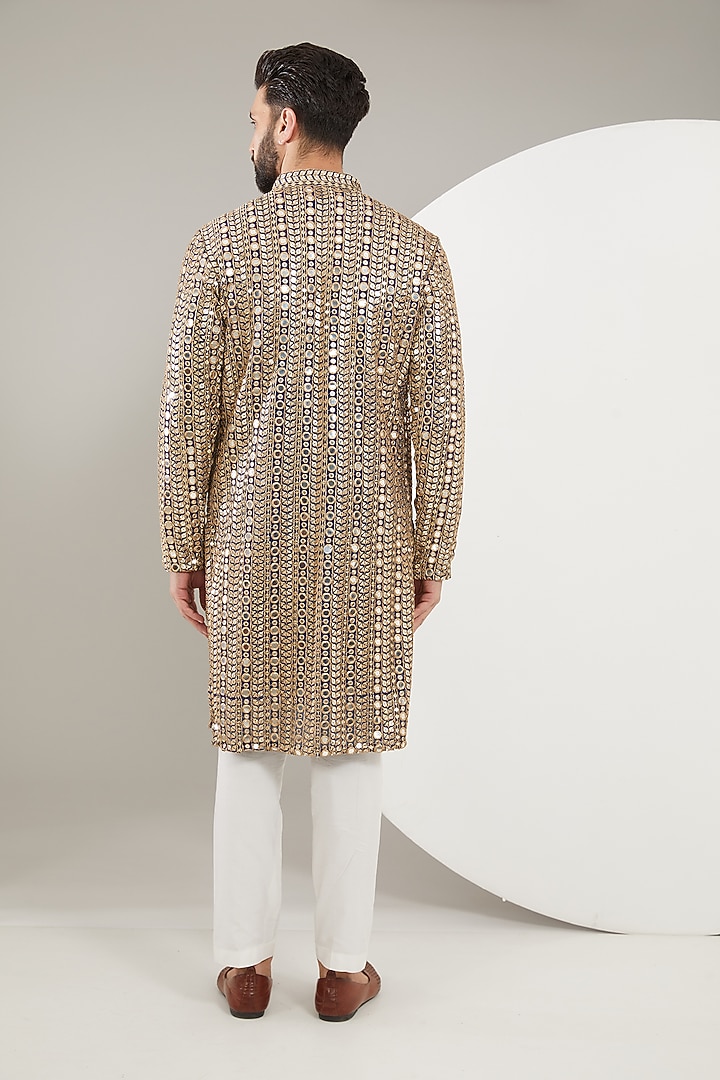 Navy Blue Georgette Zari Embroidered Chikankari Kurta by Kasbah Clothing at Pernia's Pop Up Shop
