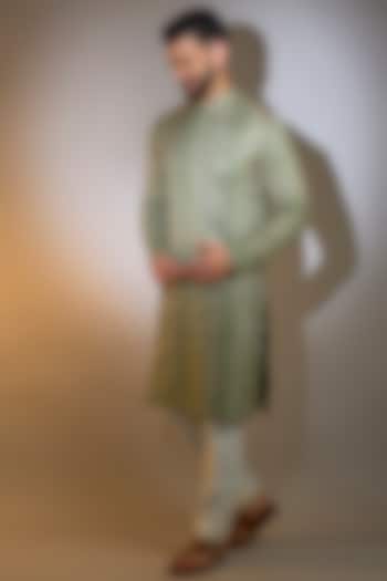 Sage Green Georgette Zari Embroidered Kurta by Kasbah Clothing