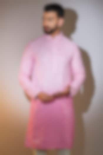 Pink Ombre Silk Mirror Work Kurta by Kasbah Clothing