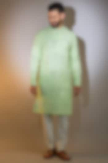 Pastel Green Silk Mirror Work Kurta by Kasbah Clothing