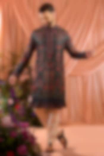 Black Georgette Embroidered Kurta by Kasbah Clothing at Pernia's Pop Up Shop