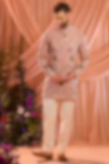 Pink Georgette Thread Embroidered Kurta by Kasbah Clothing at Pernia's Pop Up Shop