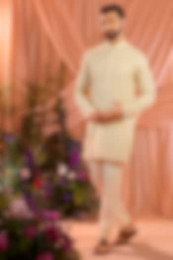 Cream Georgette Thread Embroidered Short Kurta by Kasbah Clothing at Pernia's Pop Up Shop