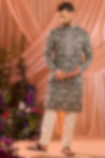 Black Georgette Embroidered Kurta by Kasbah Clothing at Pernia's Pop Up Shop