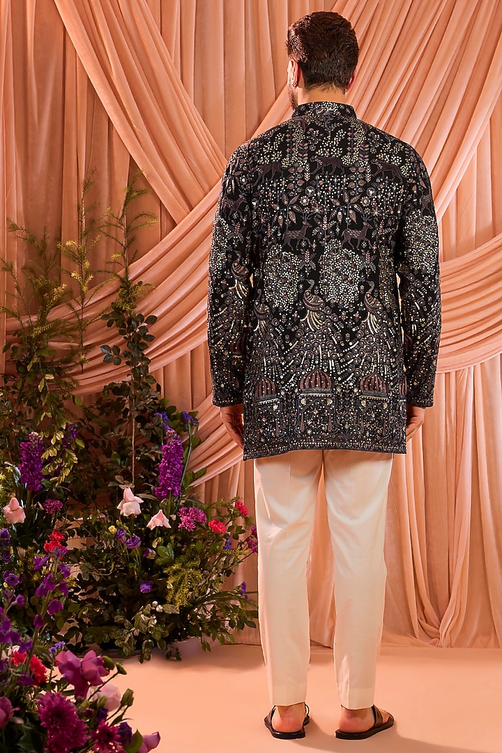 Blue Georgette Zari Work Kurta by Kasbah Clothing at Pernia's Pop Up Shop