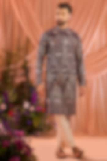 Wine Georgette Zari Work Kurta by Kasbah Clothing at Pernia's Pop Up Shop