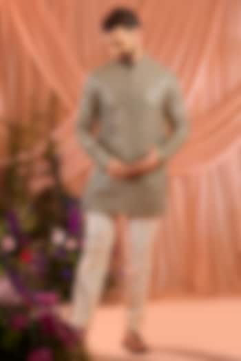 Blue Georgette Mirror Work Short Kurta by Kasbah Clothing at Pernia's Pop Up Shop