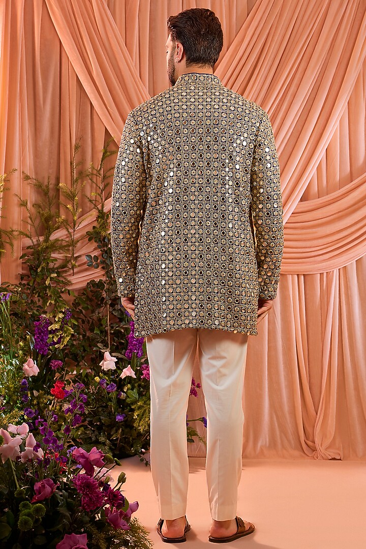 Blue Georgette Mirror Work Short Kurta by Kasbah Clothing at Pernia's Pop Up Shop
