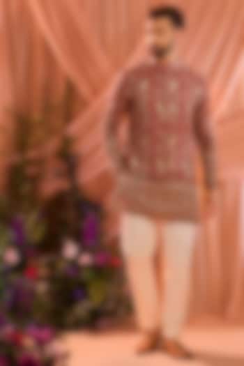 Hot Pink Georgette Zari Work Chikankari Short Kurta by Kasbah Clothing at Pernia's Pop Up Shop