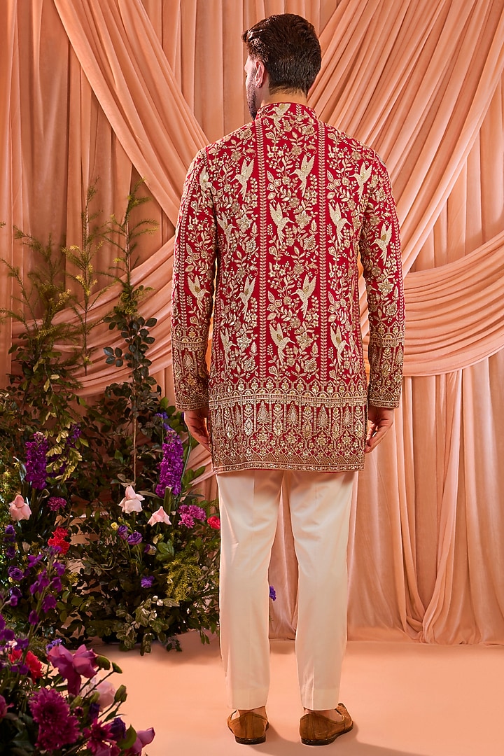 Hot Pink Georgette Zari Work Chikankari Short Kurta by Kasbah Clothing at Pernia's Pop Up Shop