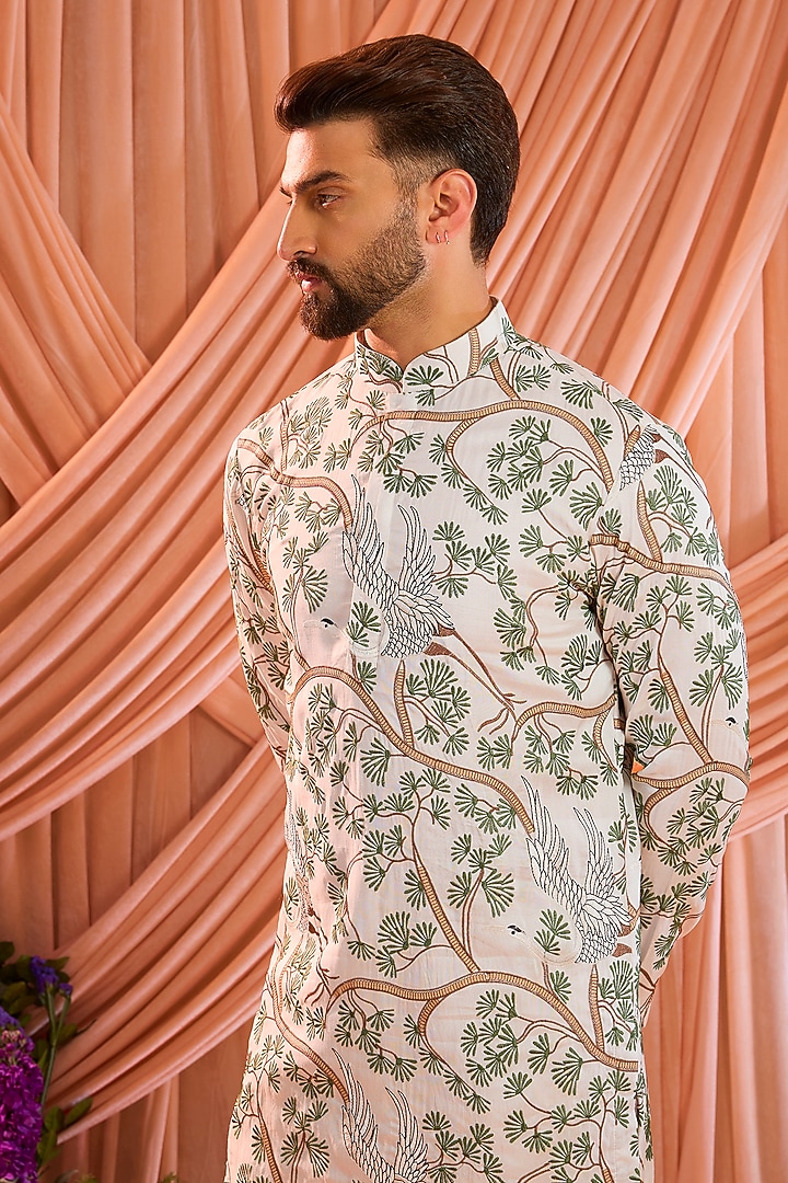 Ivory Silk Short Kurta by Kasbah Clothing at Pernia's Pop Up Shop