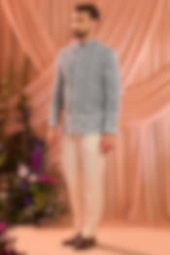 Black Georgette Hand Embroidered Jacket by Kasbah Clothing at Pernia's Pop Up Shop