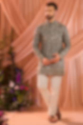 Teal Georgette Sequins Embellished Short Kurta by Kasbah Clothing at Pernia's Pop Up Shop