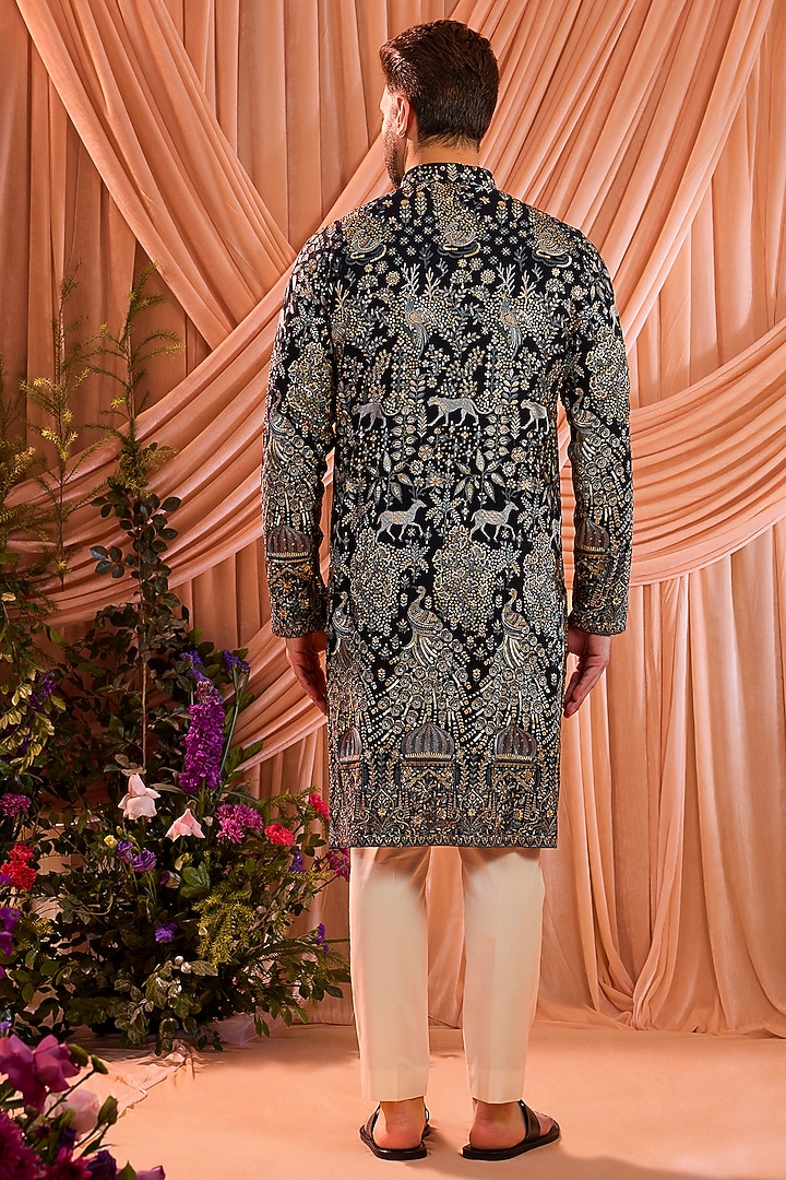 Royal Blue Georgette Sequins Work Kurta by Kasbah Clothing at Pernia's Pop Up Shop