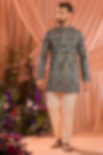 Royal Blue Georgette Sequins Work Short Kurta by Kasbah Clothing at Pernia's Pop Up Shop