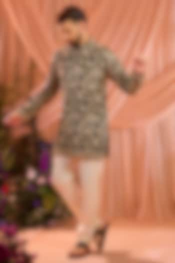 Black Georgette Motif Work Kurta by Kasbah Clothing at Pernia's Pop Up Shop