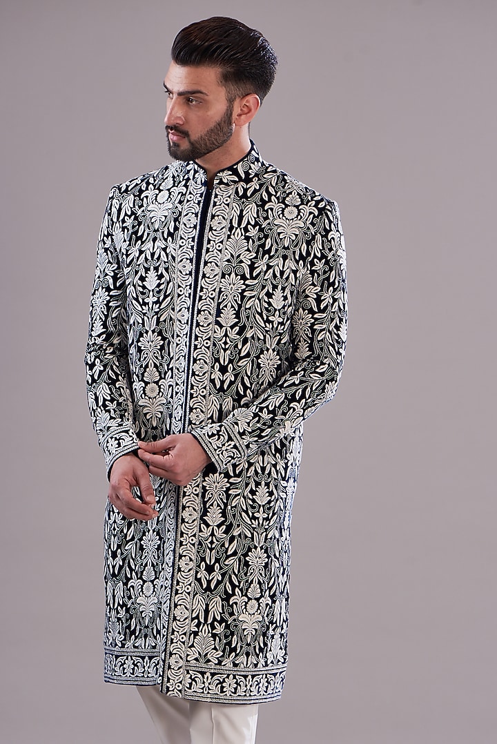 Beige Georgette Thread Embroidered Kurta by Kasbah Clothing at Pernia's Pop Up Shop