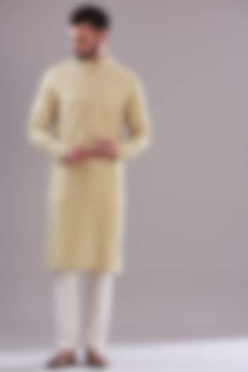 Cream Silk Thread & Sequins Embroidered Kurta by Kasbah Clothing at Pernia's Pop Up Shop