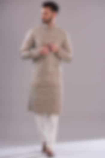 Beige Georgette Kashmiri Embroidered Kurta by Kasbah Clothing at Pernia's Pop Up Shop