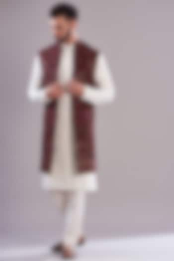 Multi-Colored Georgette Kalamkari Indowestern Jacket by Kasbah Clothing at Pernia's Pop Up Shop