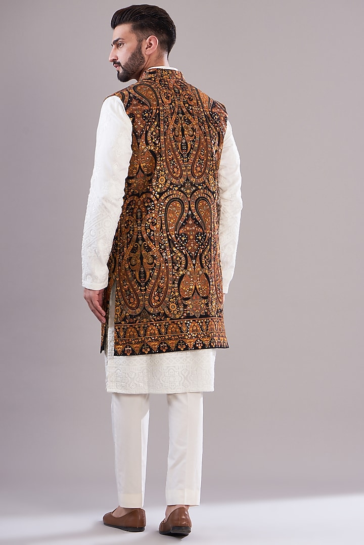 Multi-Colored Georgette Kashmiri Embroidered Indo-Western Jacket by Kasbah Clothing at Pernia's Pop Up Shop