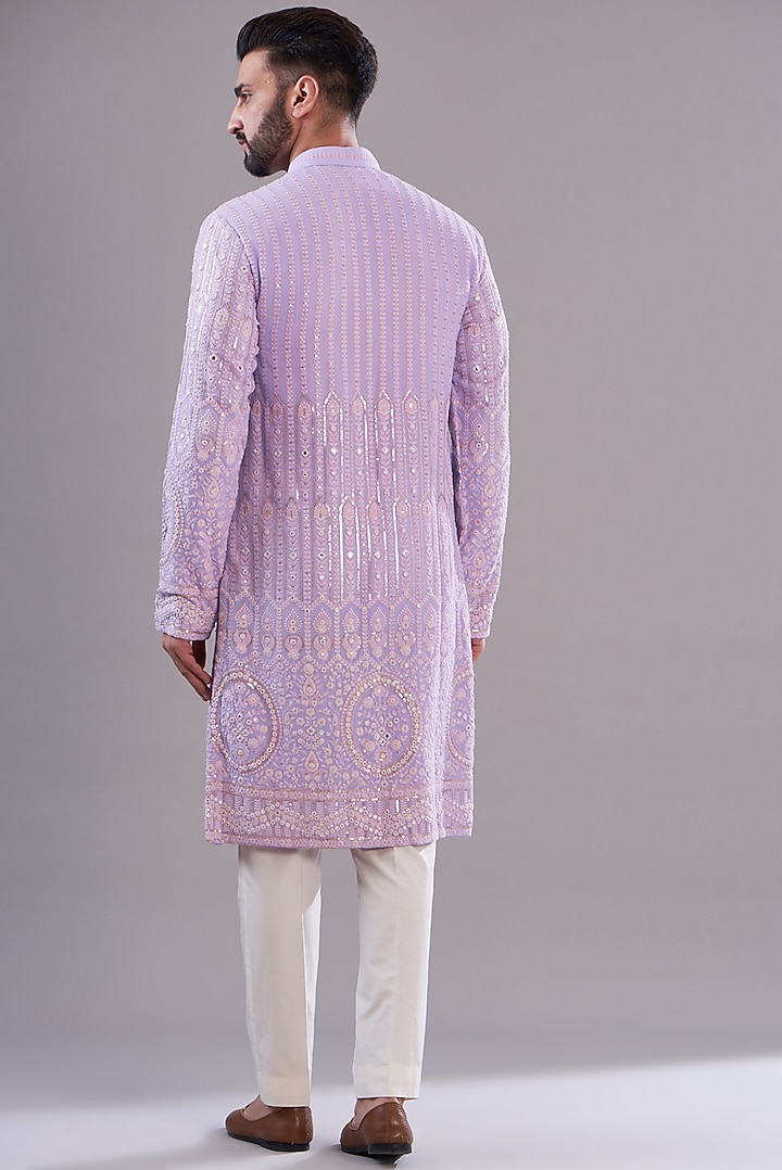 Lavender Georgette Embroidered Kurta by Kasbah Clothing at Pernia's Pop Up Shop