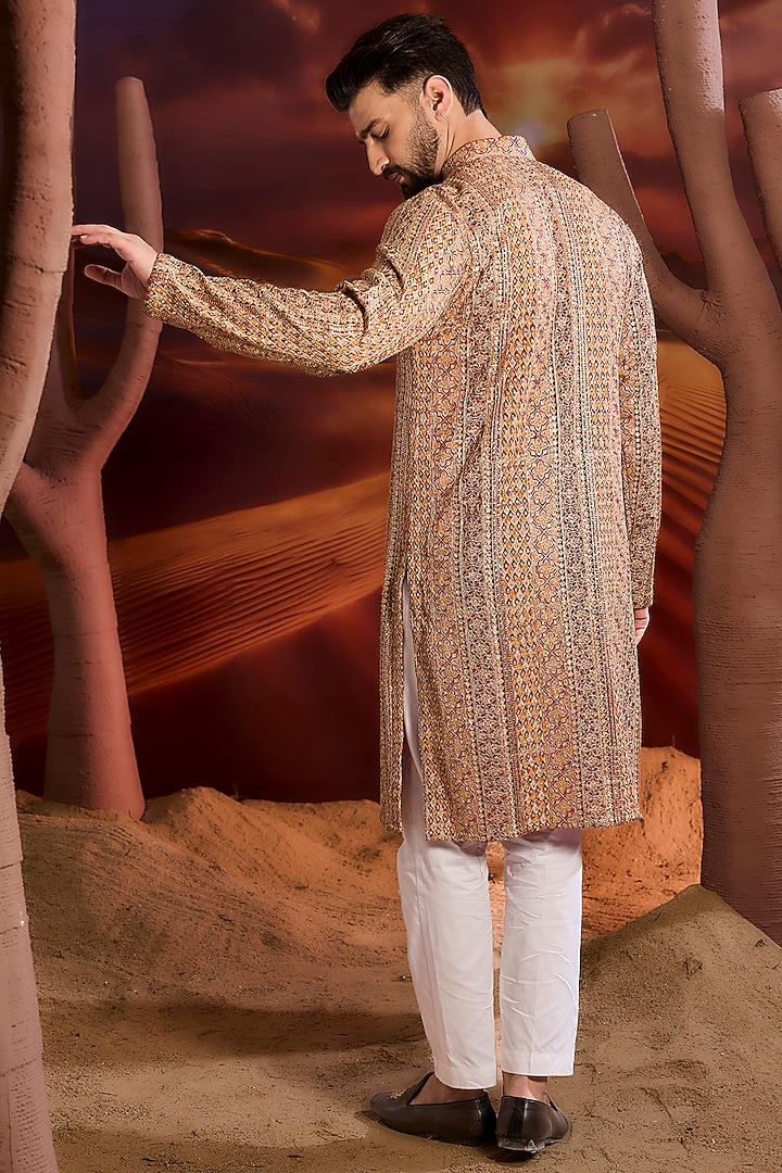 Multi-Colored Georgette Zari Embroidered Sequins Kurta by Kasbah Clothing at Pernia's Pop Up Shop