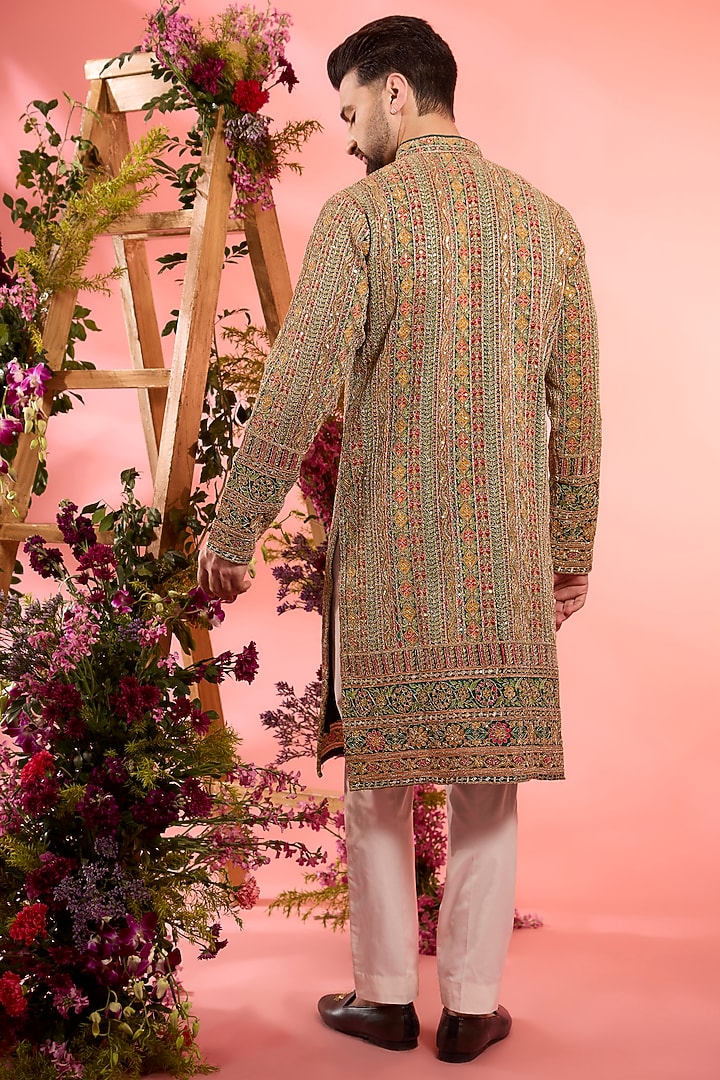 Multi-Colored Georgette Zari Work Kurta by Kasbah Clothing at Pernia's Pop Up Shop