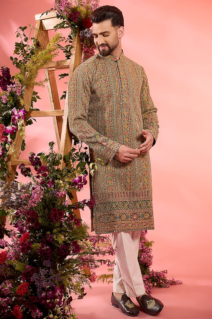 Multi-Colored Georgette Zari Work Kurta by Kasbah Clothing at Pernia's Pop Up Shop
