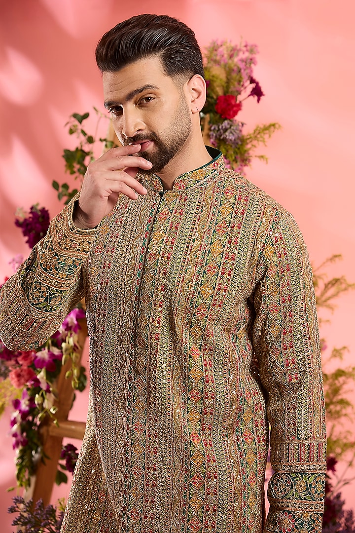 Multi-Colored Georgette Zari Work Kurta by Kasbah Clothing at Pernia's Pop Up Shop