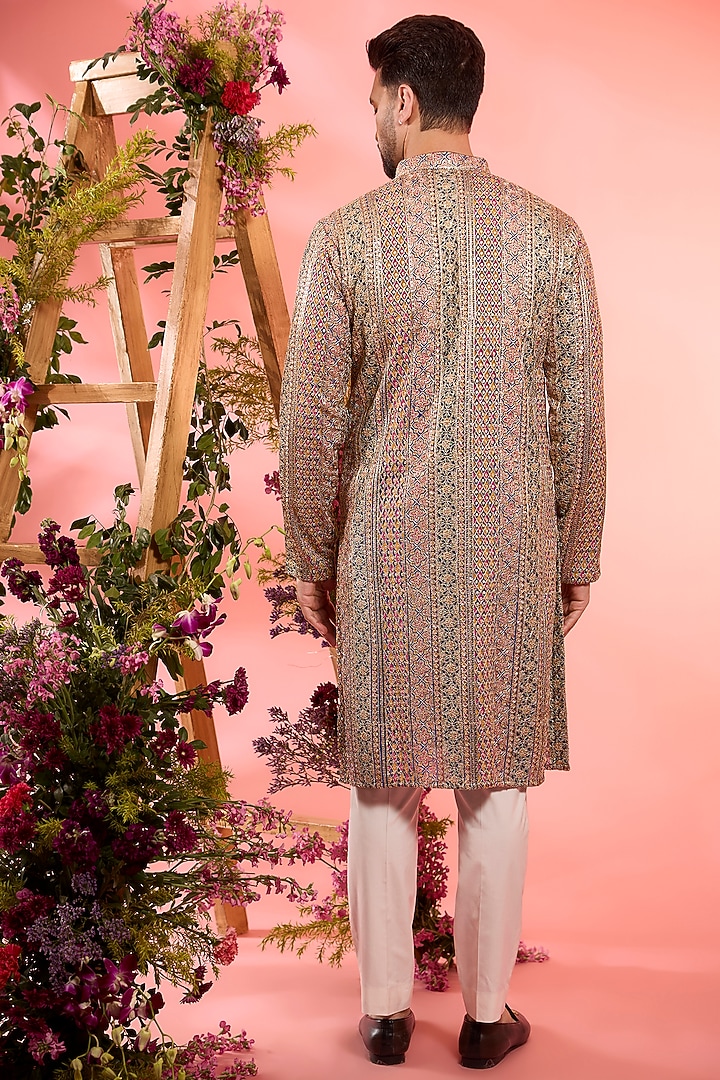 Multi-Colored Georgette Zari Work Kurta by Kasbah Clothing at Pernia's Pop Up Shop