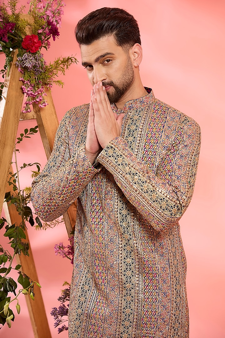Multi-Colored Georgette Zari Work Kurta by Kasbah Clothing at Pernia's Pop Up Shop