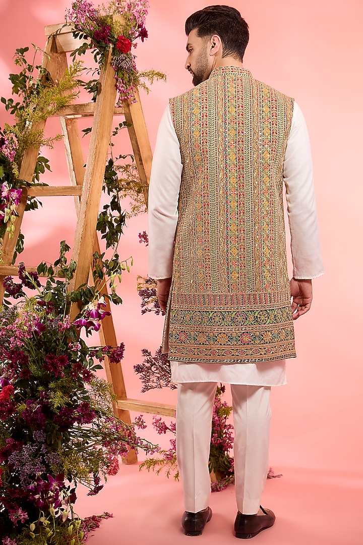 Multi-Colored Georgette Zari Work Open Indowestern by Kasbah Clothing at Pernia's Pop Up Shop