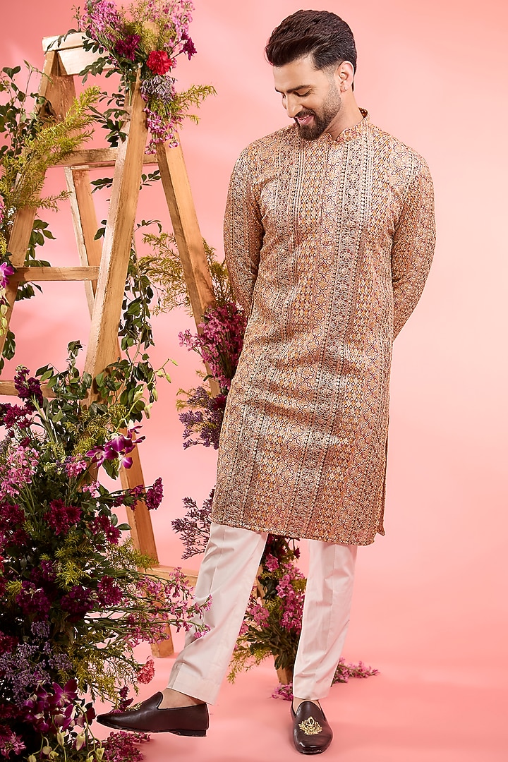 Multi-Colored Georgette Zari Work Kurta by Kasbah Clothing at Pernia's Pop Up Shop