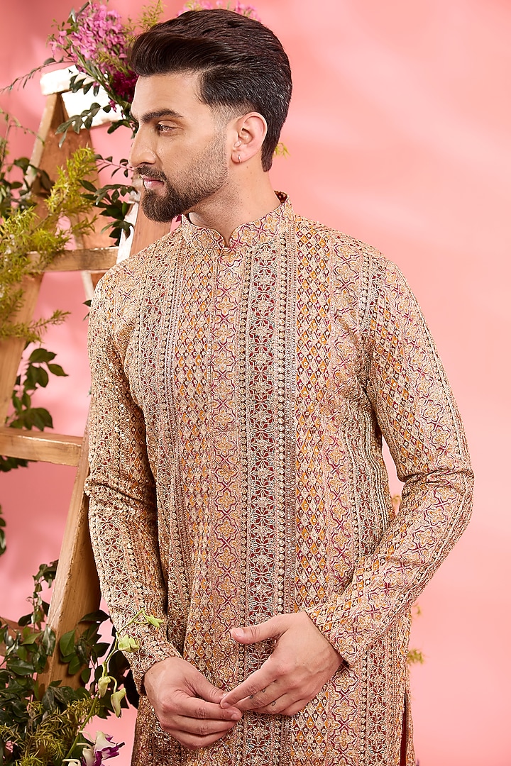 Multi-Colored Georgette Zari Work Kurta by Kasbah Clothing at Pernia's Pop Up Shop