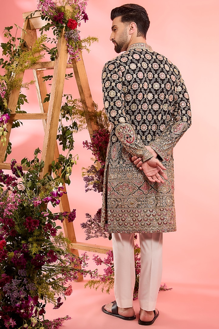 Black Georgette Zari Work Kurta by Kasbah Clothing at Pernia's Pop Up Shop