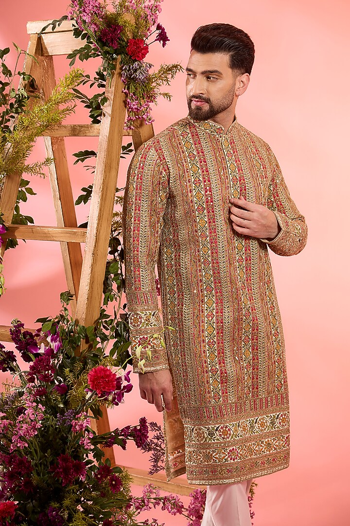 Multi-Colored Georgette Zari Work Kurta by Kasbah Clothing at Pernia's Pop Up Shop
