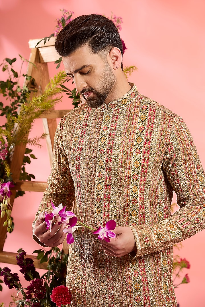 Multi-Colored Georgette Zari Work Kurta by Kasbah Clothing at Pernia's Pop Up Shop