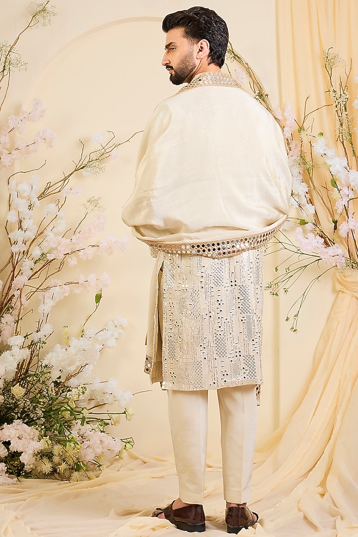 Gold Tissue Mirror Work Kurta With Dupatta by Kasbah Clothing at Pernia's Pop Up Shop