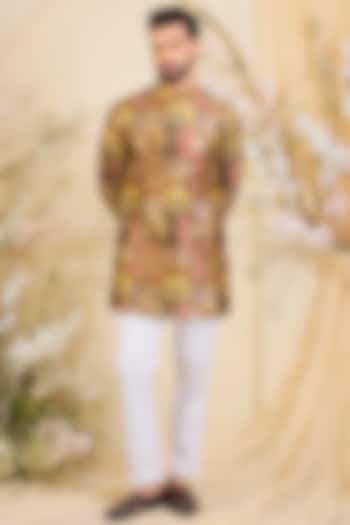 Multi-Colored Poly Tussar Silk Printed Kurta by Kasbah Clothing at Pernia's Pop Up Shop