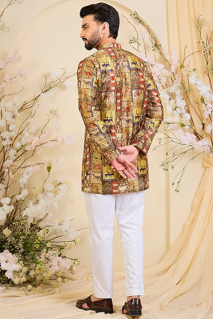 Multi-Colored Poly Tussar Silk Printed Kurta by Kasbah Clothing at Pernia's Pop Up Shop