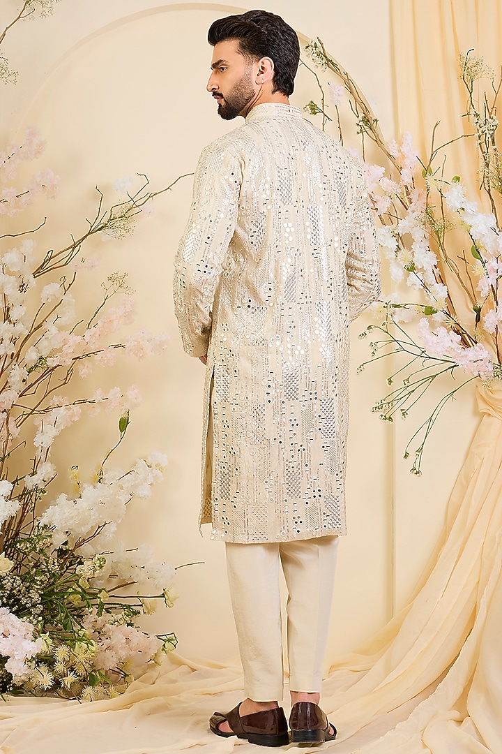 Golden Tissue Mirror Work Kurta by Kasbah Clothing at Pernia's Pop Up Shop