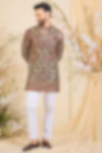 Black Georgette Sequin Embellished Short Kurta by Kasbah Clothing at Pernia's Pop Up Shop