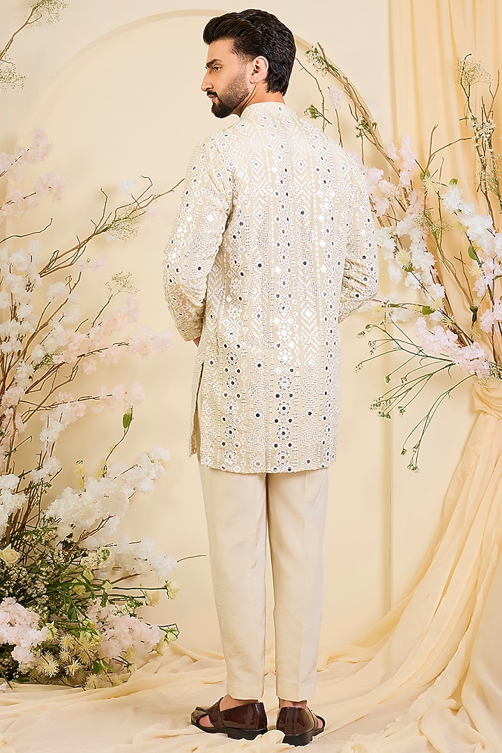 Gold Tissue Mirror Work Short Kurta by Kasbah Clothing at Pernia's Pop Up Shop