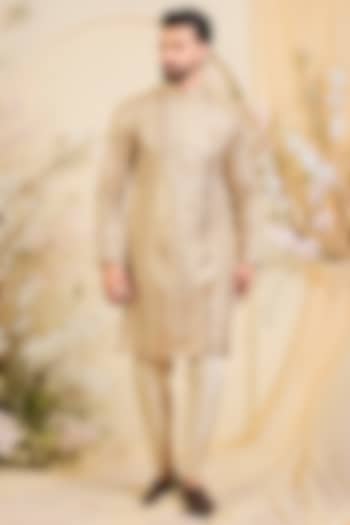 Gold Tissue Mirror Work Kurta by Kasbah Clothing at Pernia's Pop Up Shop